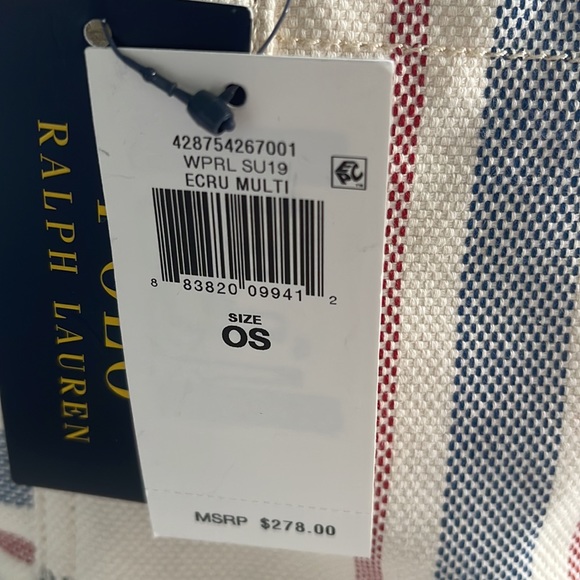 Polo by Ralph Lauren Cream Tote with Red and Blue Stripes - Picture 2 of 7